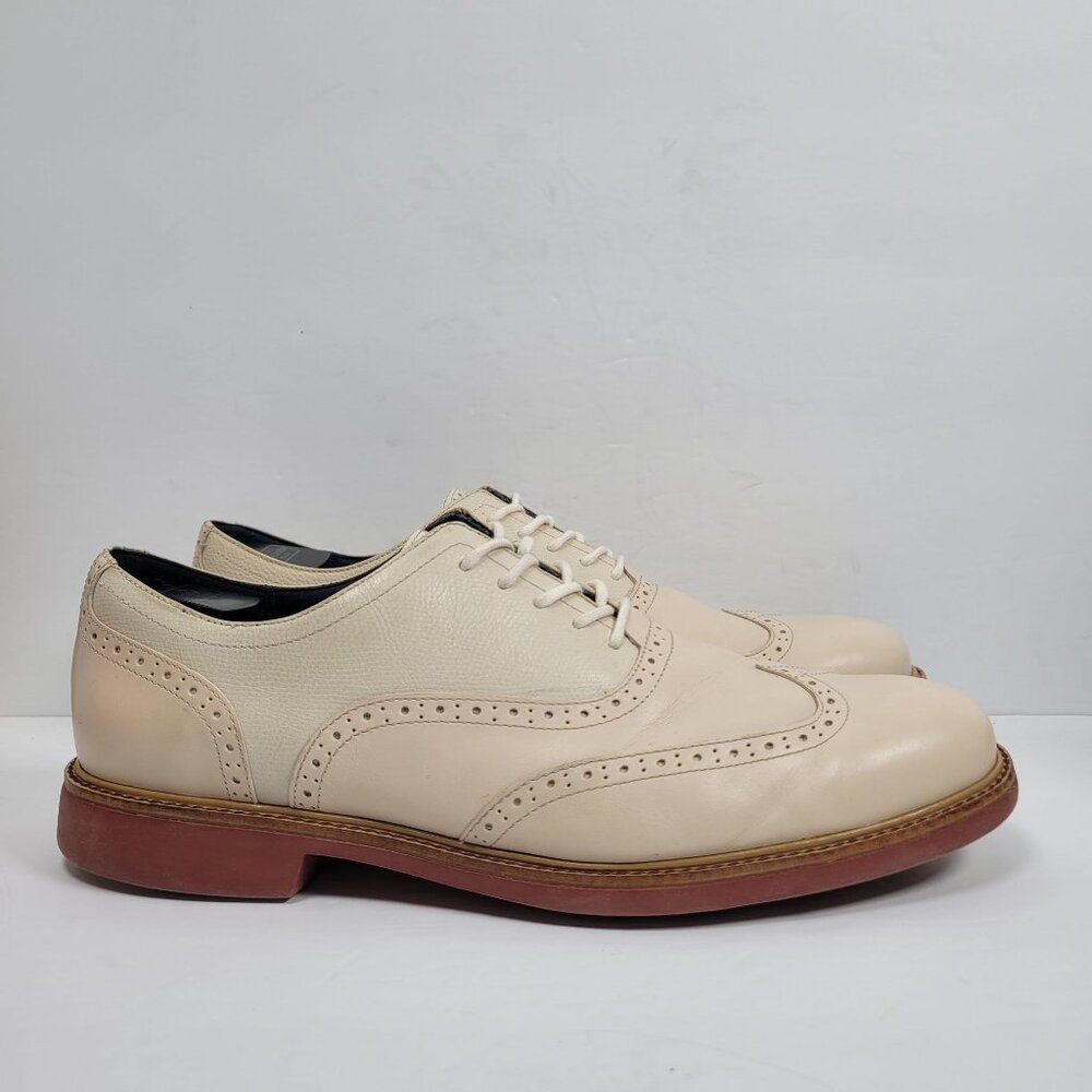 Cole Haan Great Jones Men's Ivory Wingtip Oxford Leather Shoes US Size 12M